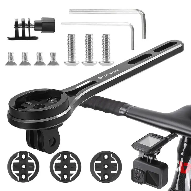 

Bike Front Light Mount Aluminum Alloy Adjustable Extended Mount Integrated Bracket Front Bike Light Computer Mount With 3 Bases