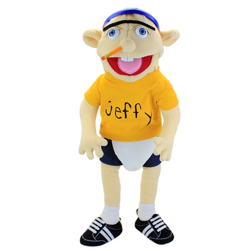 

60cm Large Jeffy Boy Hand Puppet Children Soft Doll Talk Show Party Props Christmas Doll Plush Toys Puppet Kids Gift