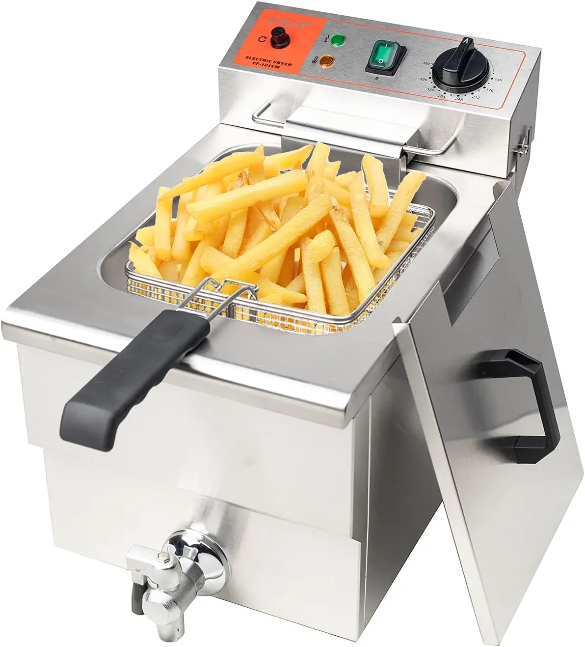 

Valgus 1750W Stainless Steel Electric Deep Fryer 12L Large Capacity Countertop Kitchen Frying Machine with Basket & Lid