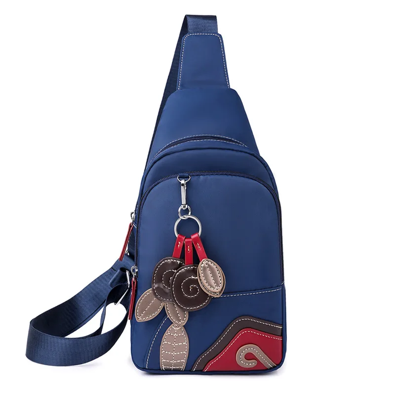 

Waterproof Oxford Cloth Chest Bag for Women's Diagonal Cross Vintage Multi Pocket Women Fashionable Nylon Lightweight Travel Bag