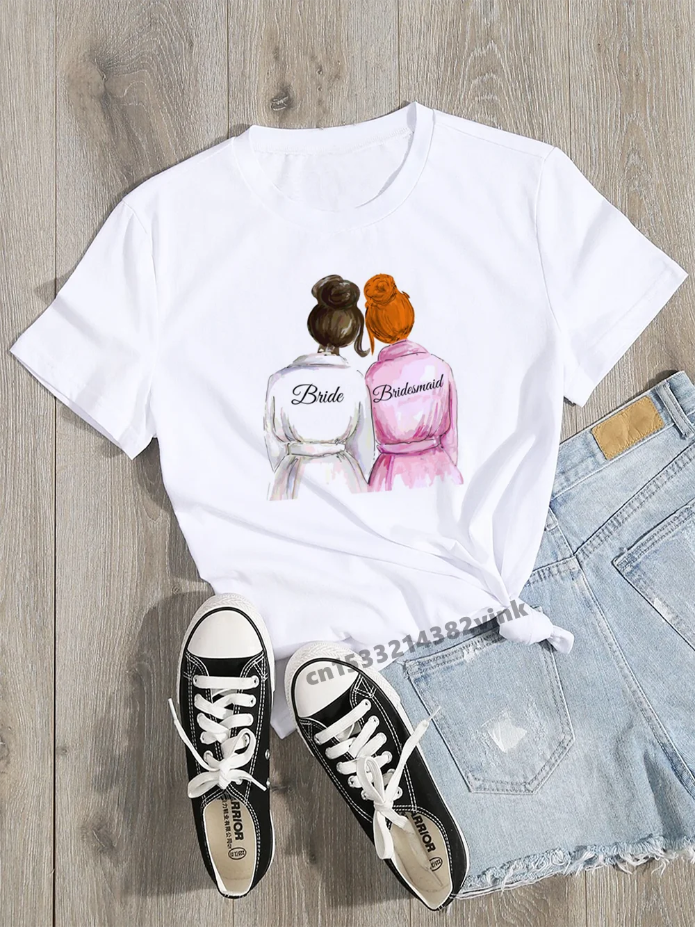 Футболка женская базовая с круглым вырезом и коротким рукавом принтом для