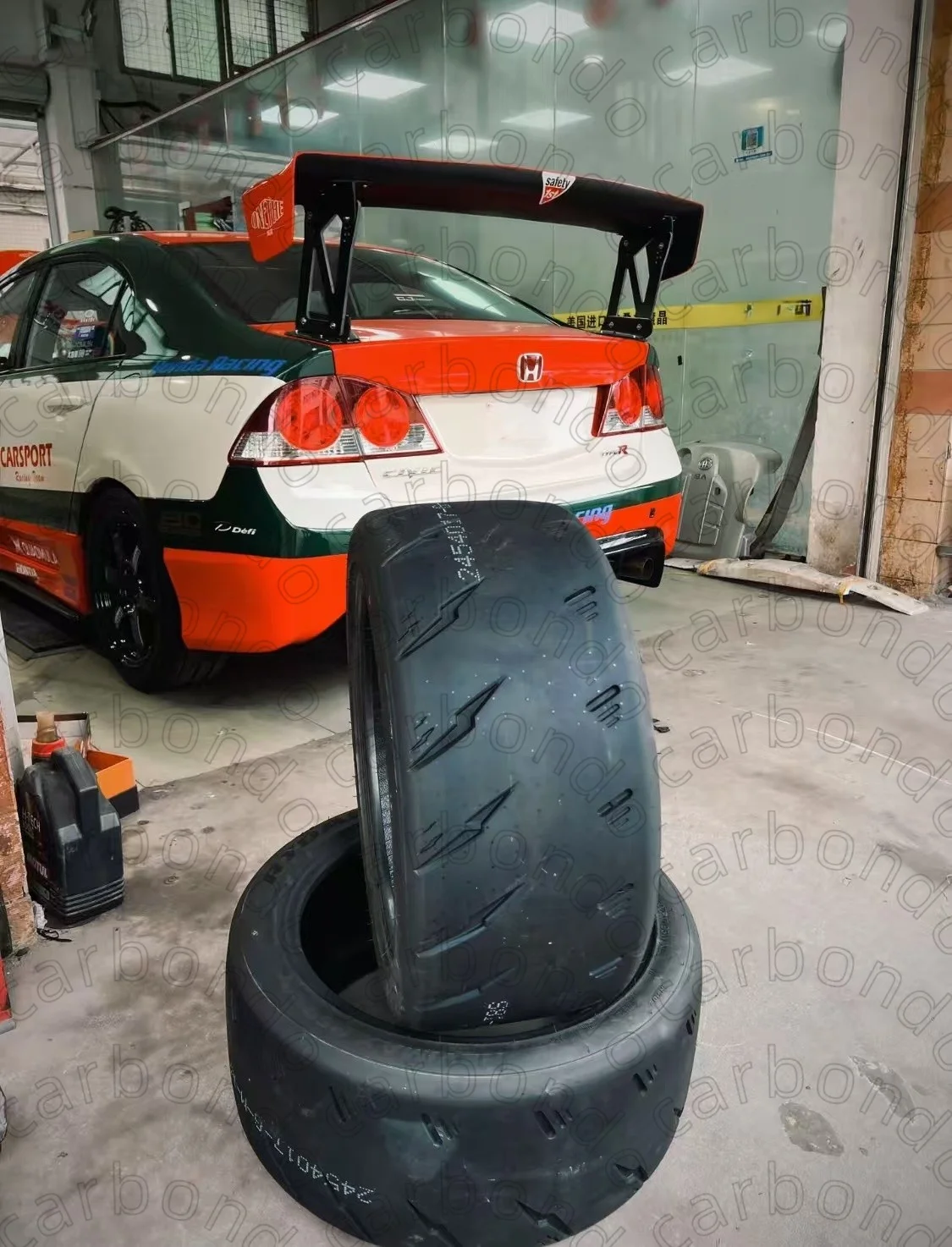 Фото Автомобильные спойлеры из углеродного волокна, подходящие для HONDA Civic FD2 Vrs Style, задний кронштейн из углеродного волокна GT, спойлер №1