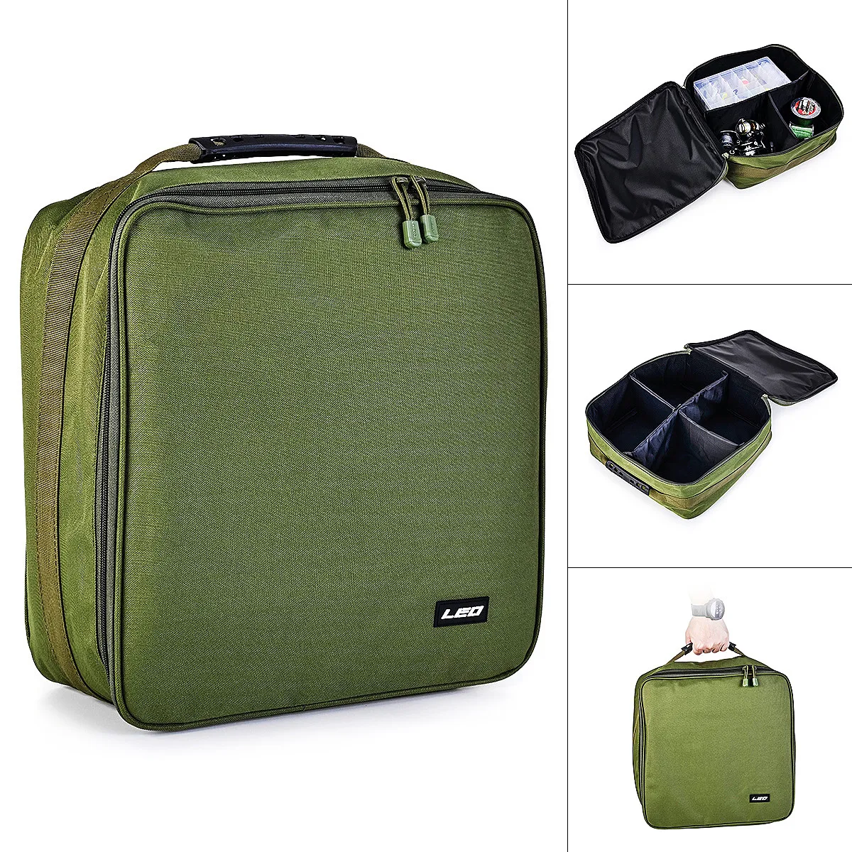 

Portable 37 x 37 x 15cm Fishing Bag Army Green Oxford Cloth Square Fishing Wheel Line Lures Case Cover Fishing Accessories Bag