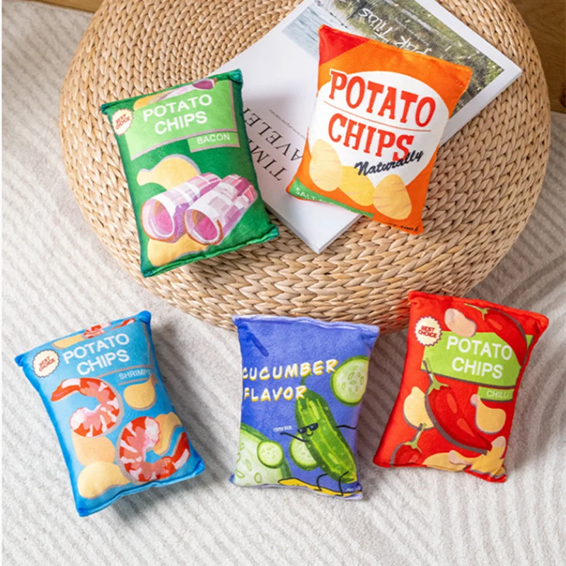 Pets Entertainment Potato Chips Stuffed Pillow Simulated Bread Interactive Chewing Toys Pet Products