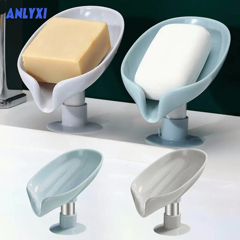

Sucker Soap Dish Leaf Shaped Drain Soap Box Bathroom Soap StorageTray Soap Holder for Bathroom Soap Container Porte Savon