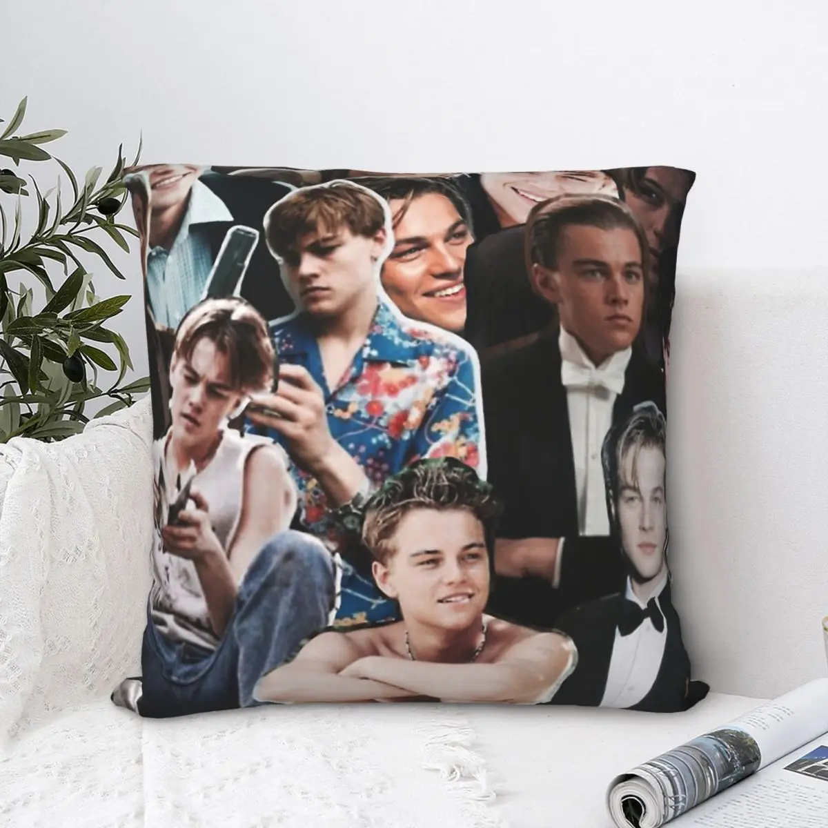 

Leonardo Dicaprio Collage Cojines Throw Pillow Case Cushion Home Sofa Chair Print Decorative Coussin