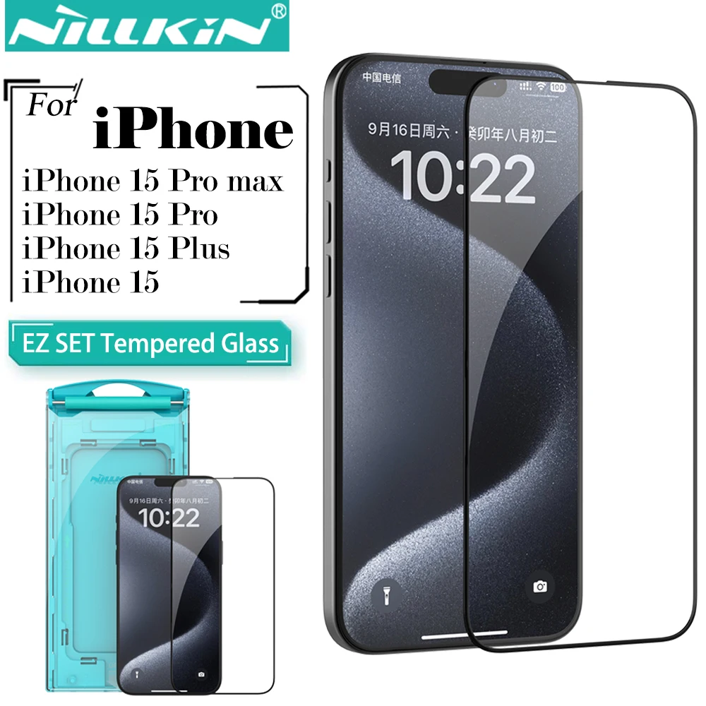 Защитная пленка для экрана Nillkin iPhone 15 Pro Max EZ SET закаленное стекло с простым
