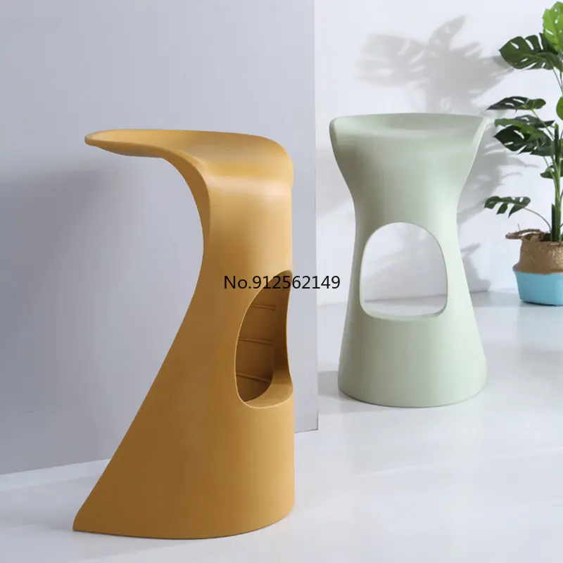 

Nordic modern minimalist bar stool outdoor stackable plastic villa open-air high stool for kitchen designer sillas para barra