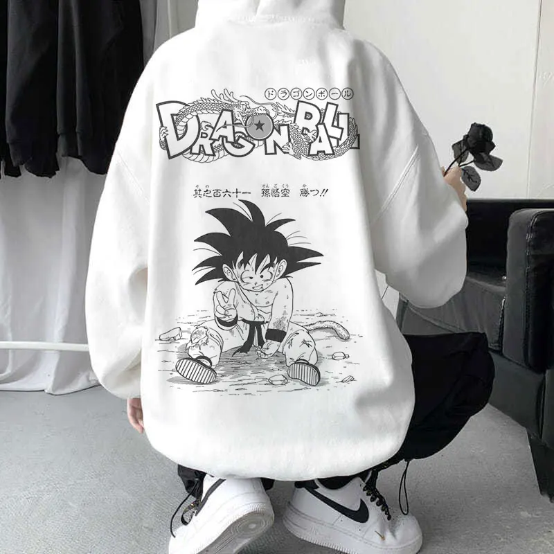 

Japanese Anime Goku Dragon Ball Hoodie Sweatshirt Harajuku Letter Pattern Fashion Women's hoodies Sweatshirt Unisex Top