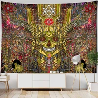 skull art tapestry wall hanging psychedelic hippie wall decor mandala tarot witchcraft background cloth home decor hanging cloth