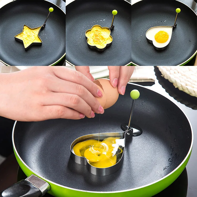 

Stainless Steel Omelet Creative Steamed Poached Egg Grinder Fried Egg Model Love Bento Mold Breakfast Love Egg Kitchen Tool