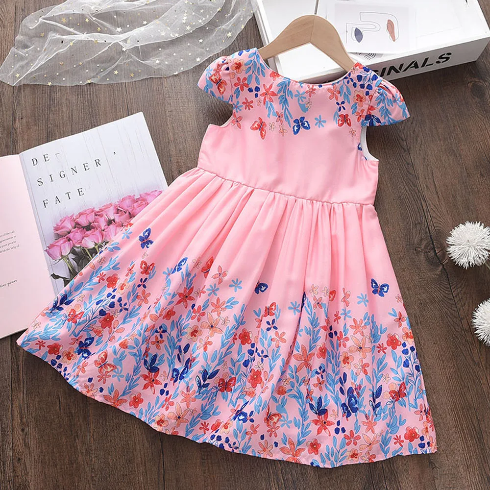 Bear Leader Girls Flowers Dresses New Summer Kids Baby Flowers Costumes Children Fashion Sleeveless Vestidos Casual Outfit 3-8Y
