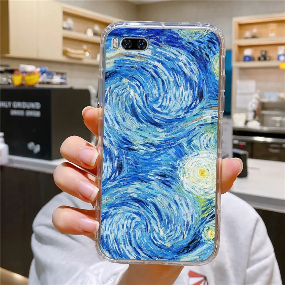 V-Van Gogh Starry Sky Art Phone Case For Huawei Mate P10 P20 P30 P40 P50 Smart Z Honor 50 60 70 Pro Lite Transparent