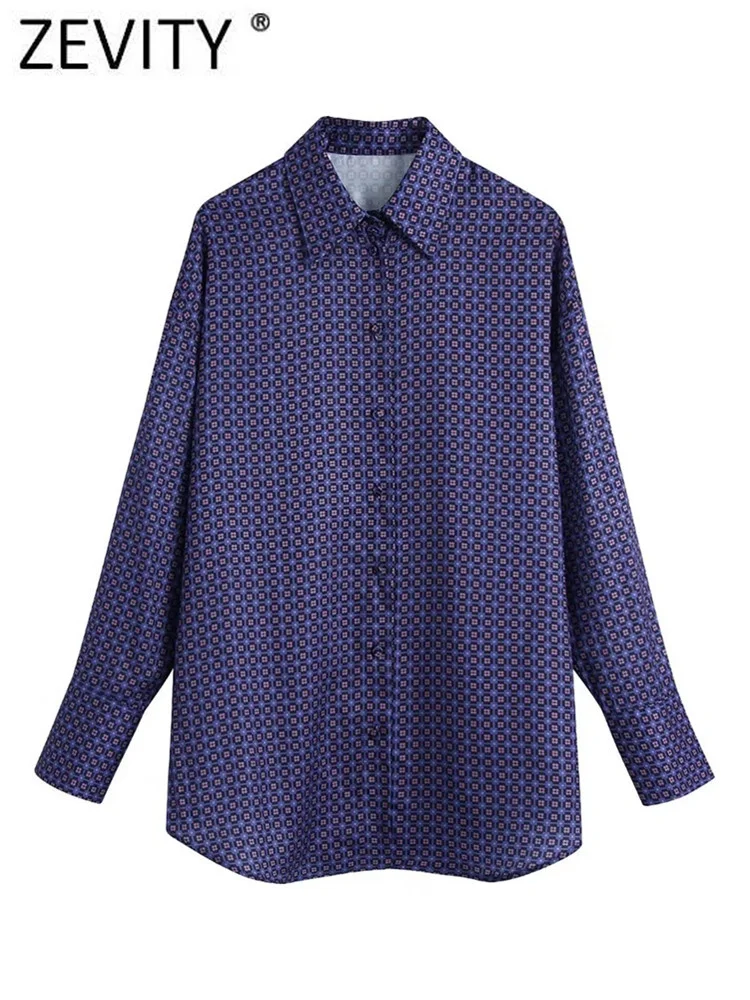 

Новинка от Zevity, Женская винтажная Свободная блузка с геометрическим принтом, Офисная Женская рубашка на пуговицах с длинным рукавом, шикарная блузка, модель LS2829