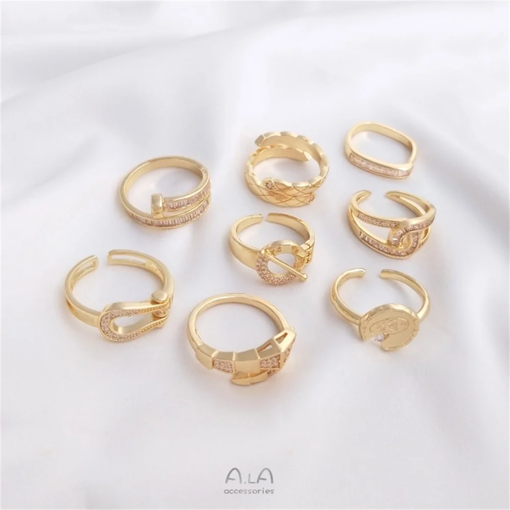 

14K gold clad snake bone nail buckle-shaped wide version of the ring ins simple light luxury fashion