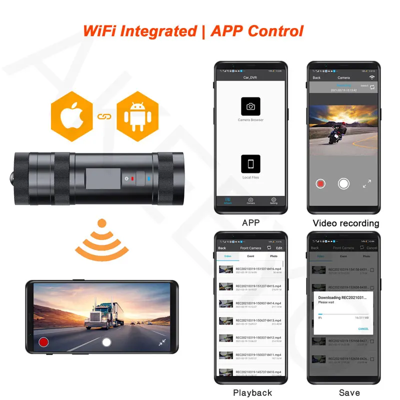 Видеорегистратор moto rcycle 1440P с поддержкой Wi-Fi и usb |