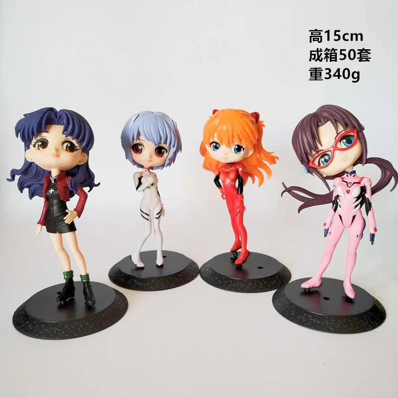 

4pcs Lot Asuka Langley Soryu Ayanami Rei EVANGELION Mari Makinami Illustrious Action Figure Katsuragi Misato Pvc Model Toys
