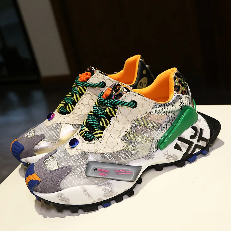 Brand Fashion Platform Women Shoes New Color Matching Student Casual Running  Tide Mesh Breathable Sneakers