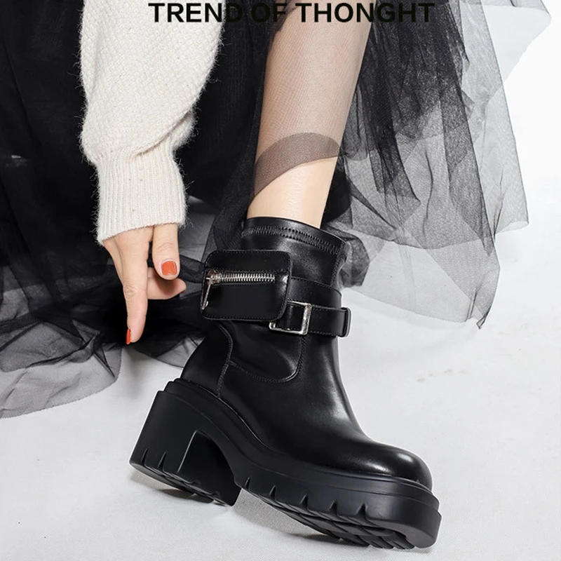 Women's Shoes 2022 Fall New Brand Designer Luxury Women's Boots Fashion Bags Decoration Thick Sole Martin Boots Women's Boots