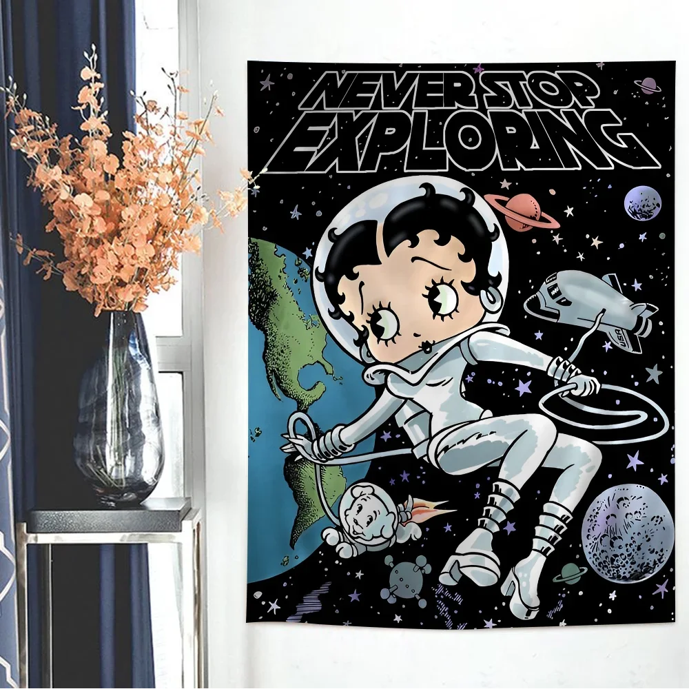 Гобелен В Стиле Аниме Betti Настенный Декор С Милым Дизайном Boop Цветочным Принтом