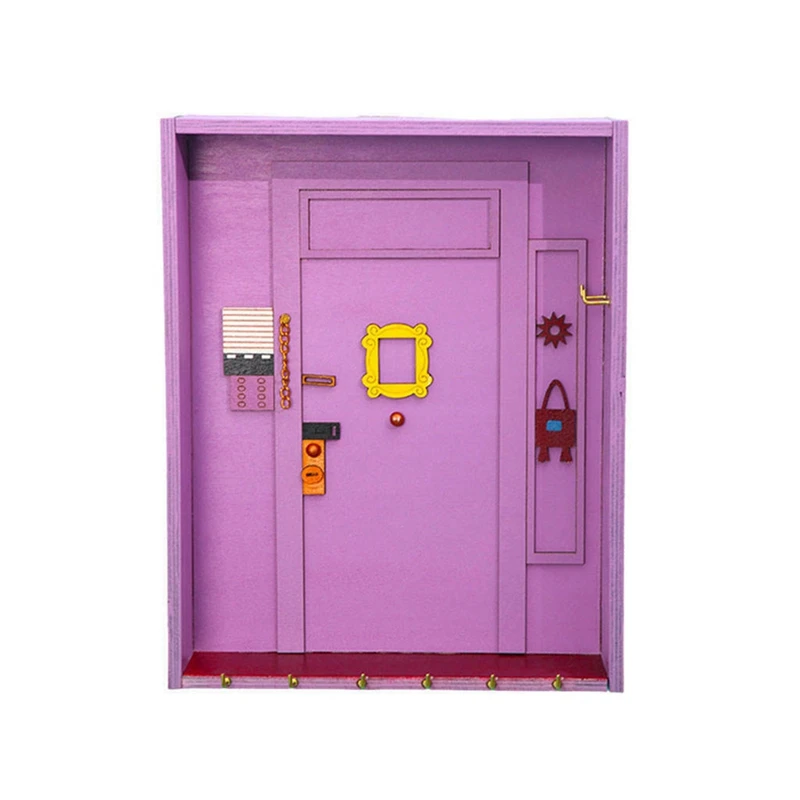 

Wooden Purple Door Key Holder Hooks Storage Wall Hanger Shelf Box 6 Hooks