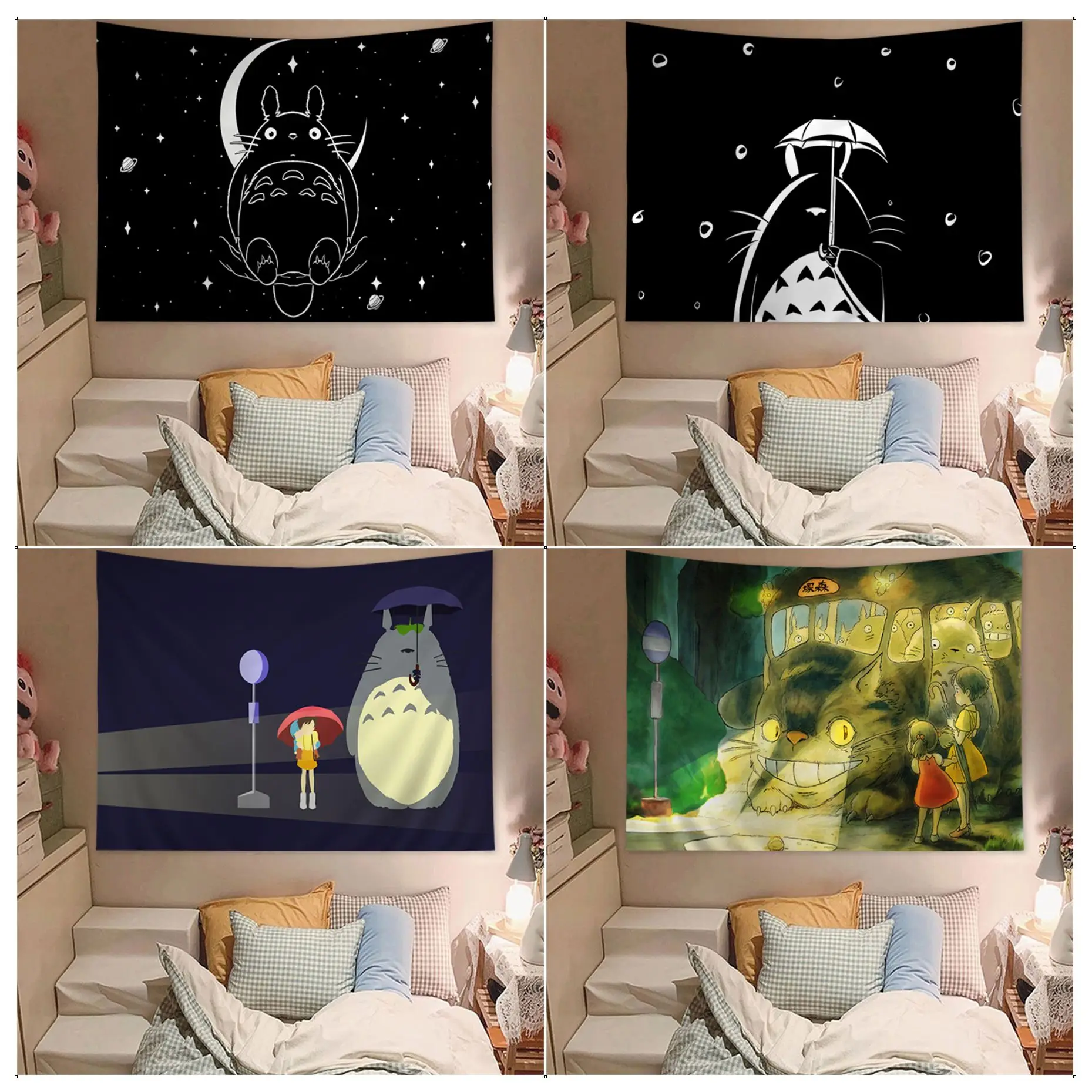 

My Neighbor Totoro Anime Cartoon Printed Large Wall Tapestry Japanese Wall Tapestry Anime Kawaii Room Decor