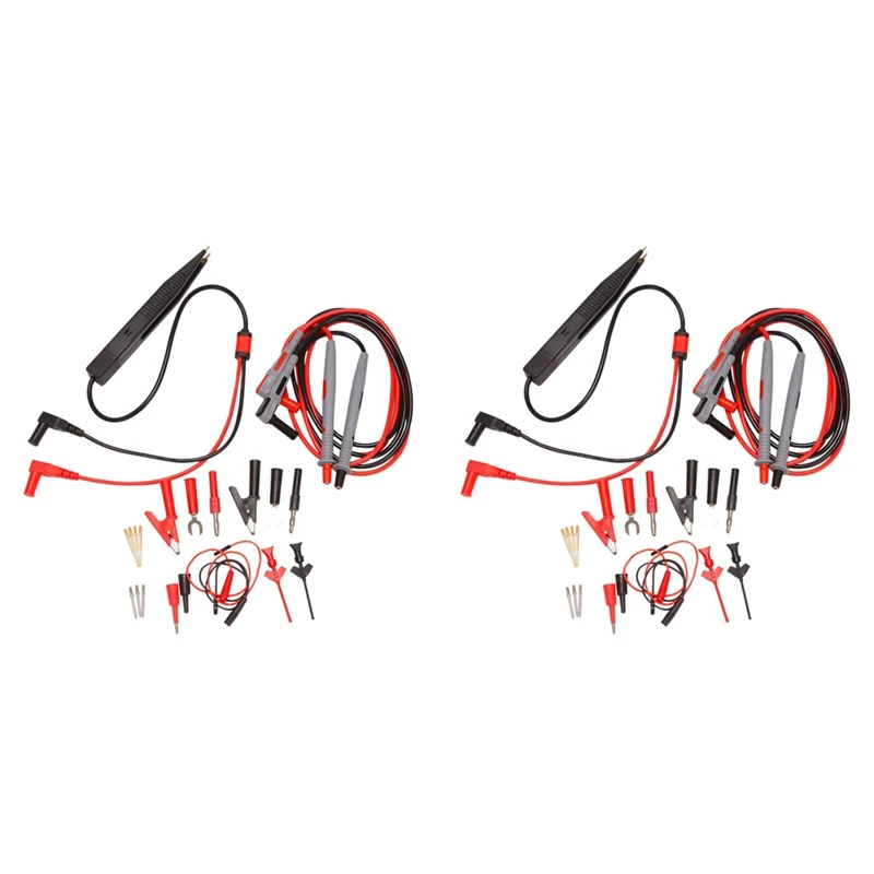 

2X Multimeter Test Leads Kit Digital Electrical Test Probes Set With Alligator Clips Mini Grabber Test Hook Clips