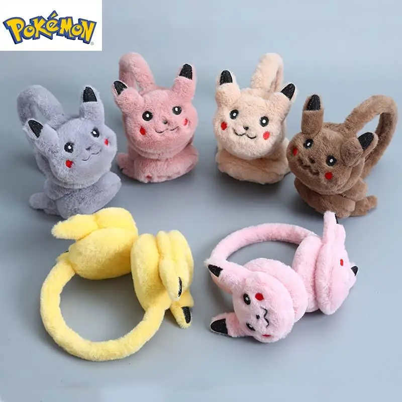 

TAKARA TOMY Pokemon Pikachu Winter Warm Earmuffs Cartoon Figure Unisex Children Adult Earmuffs Scarf Cute Ear Protection Cold