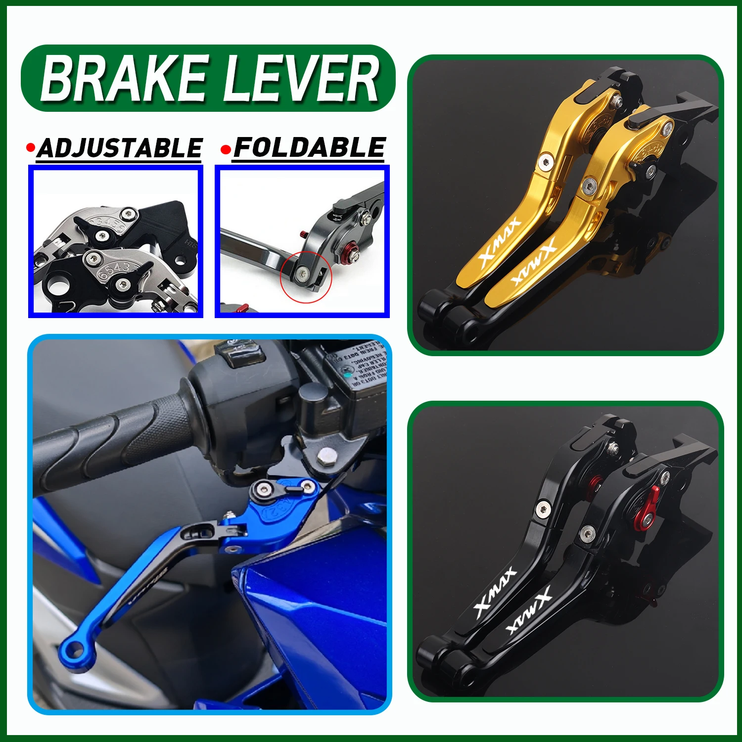 Аксессуары для Yamaha XMAX 400/300/250/125 Tech Max 2017-2024 Регулируемый складной рычаг тормоза