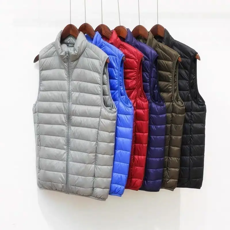 

Casual Light Vest Top Selling Zipper Big Size Male White Duck Down Vest Ultra Light Jackets Fashion Sleeveless Outerwear Q30