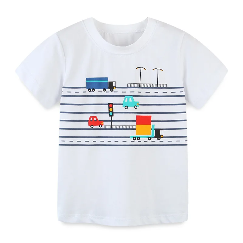 

2022 Children tops Kids Clothes Girls Cotton Summer Car printing T Shirts for Baby Boys T-Shirts Short Sleeve beach 90~140