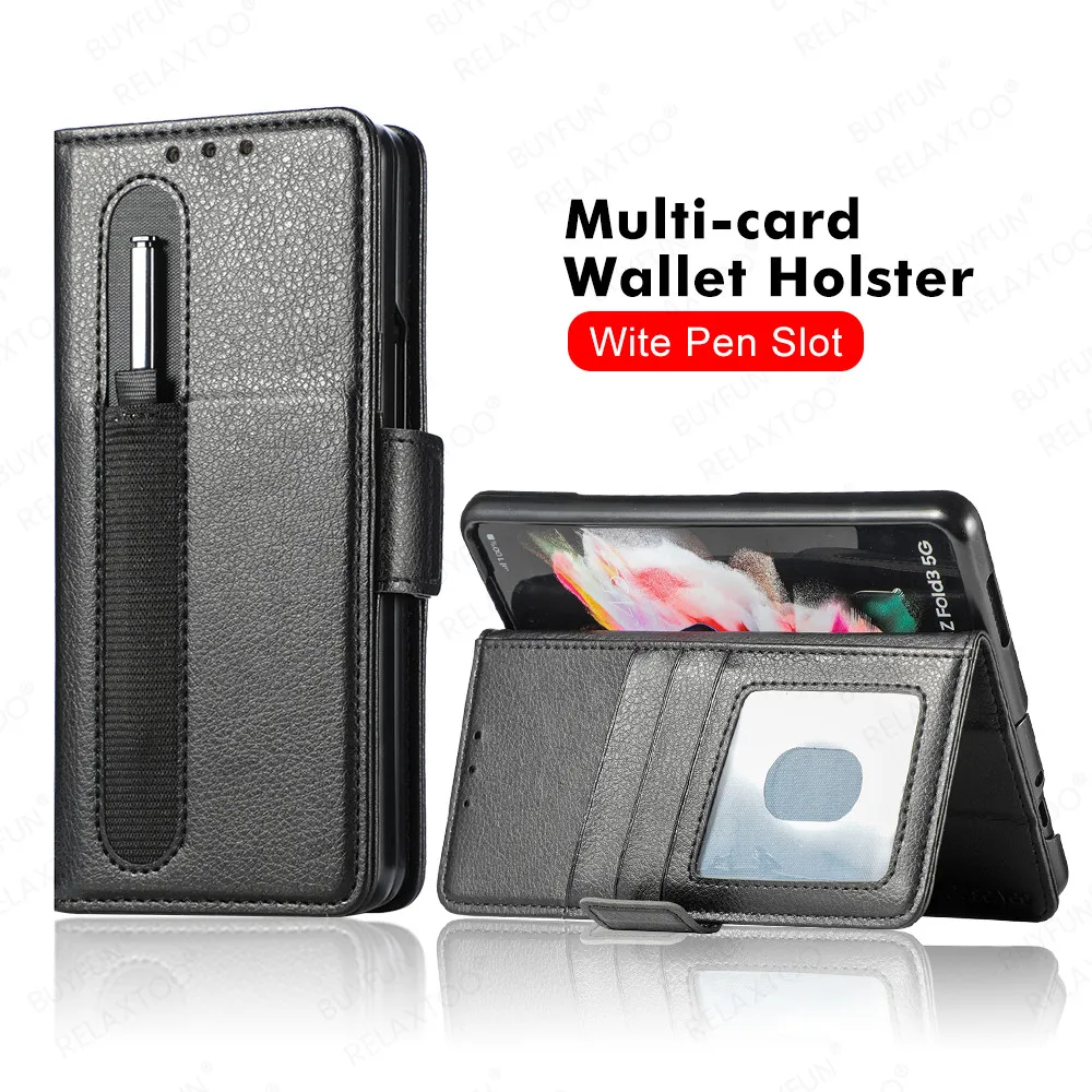 

Кожаный чехол-книжка с магнитной застежкой для Samsung Galaxy Z, складной чехол с 4 отделениями для карт и подставкой