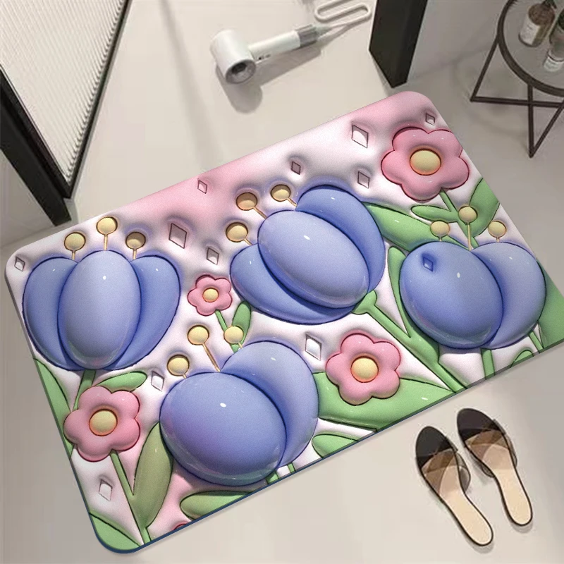 

3D Visual Bath Mat Non-slip Water Absorption Rug for Bathroom Creative Entrance Doormat Three-dimensional Floor Mat Home Decor