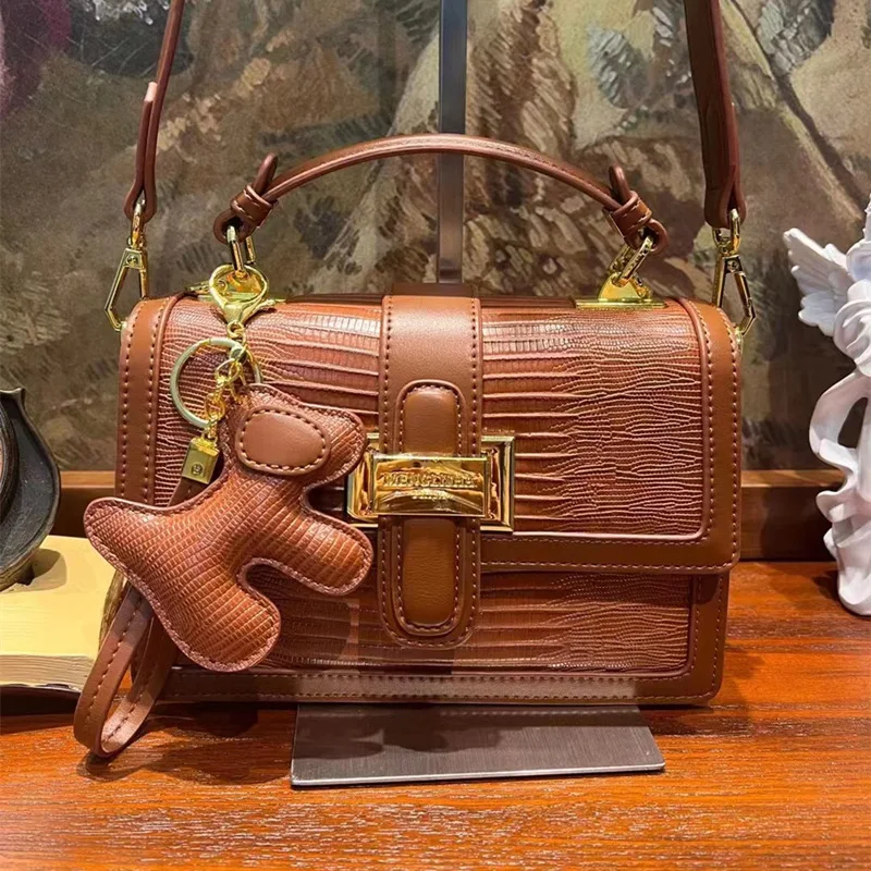 Luxury Fashion Lizard Pattern Small Square Bags 2023 Famous Designer Women Leather Handbags High Quality Shoulder Messenger Bags