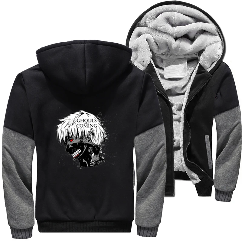 

Токийский Гуль японское аниме Kaneki Ken куртки для мужчин зимние теплые флисовые толстовки на молнии толстовки пальто одежда
