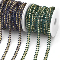 ocesrio trendy 10m enamel wheat leaf necklace making chain enamel retro blue green jewelry making supplies copper diy cana143
