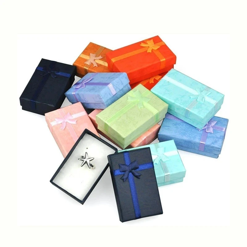 

32pcs 5X8cm Travel Paper Jewelry Box Multi-functional Necklace Earring Ring Single-layer Storage Box Wedding Gift Small Box Case