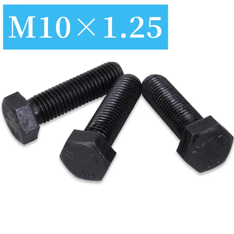 

M10 x 1.25 ( 10mm ) Black Fine Pitch Hex Cap Bolts / Screws black 8.8 Alloy Steel Thread Metric Tap DIN 933 ISO 4017
