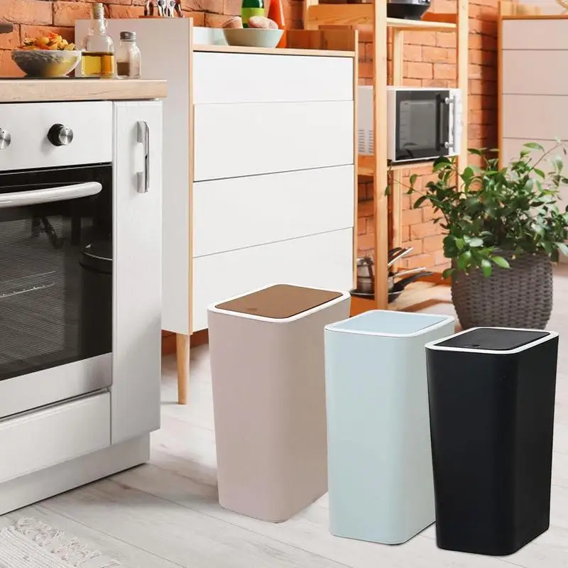 

Trash Can With Lid Sorting Garbage Basket Household Press Type Cover Kitchen Bathroom Trash Dustbin Garbage Storage Bucket