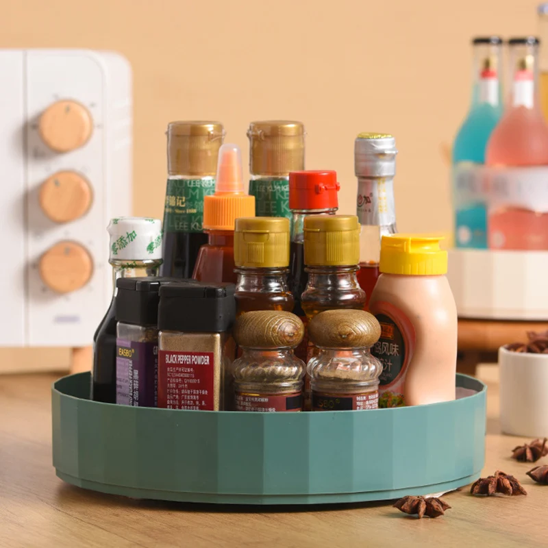 

Multifunctional Non-slip Rotating Storage Tray Plastic Desktop Organizer Tray Fruit Snack Dried Storage Plate For Kitchen Tool