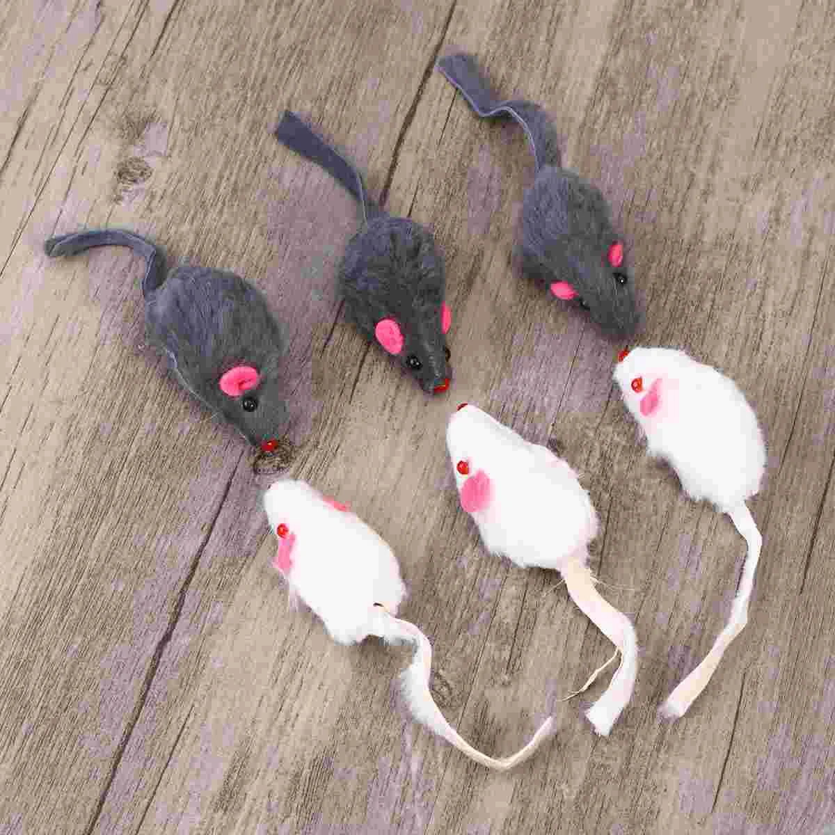 

Cat Toysinteractiveindoor Cats Toy Mice Fur Fake Plush Teaser Squeaky Pet