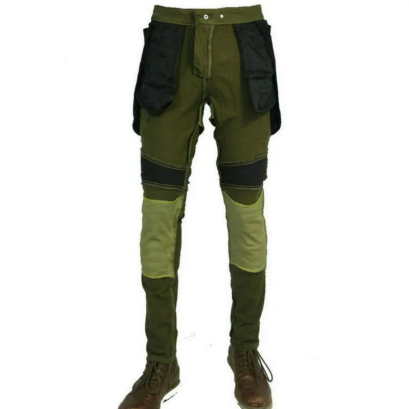 High Elasticity Locomotive Trousers Loong Biker Army-Green Motorcycle Loose Straight Pants Knight Daily Cycling Protective Jeans enlarge