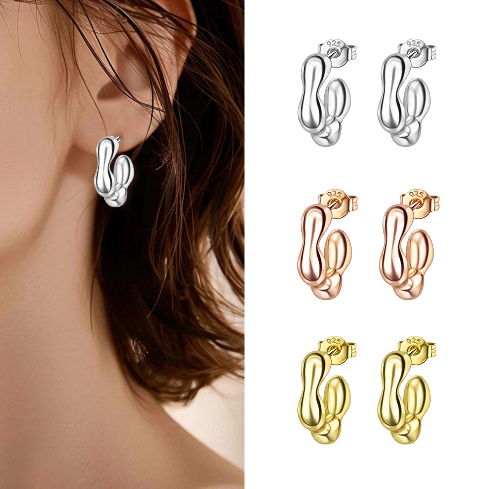 Минималистичные трехцветные серьги из стерлингового серебра 925 пробы розового