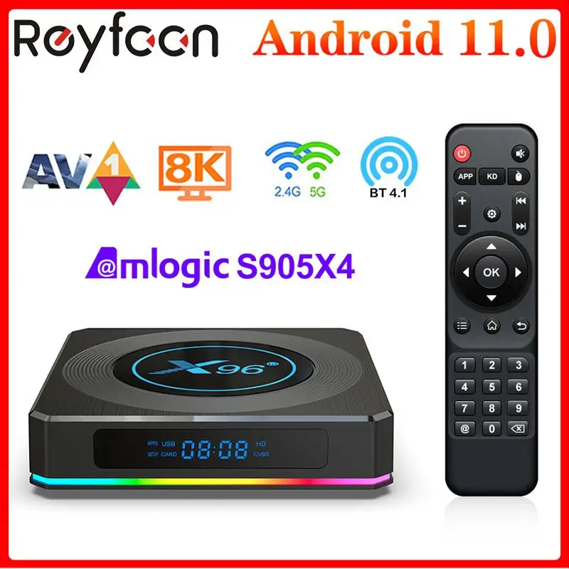 

ТВ-приставка X96 X4, Android 11, Amlogic S905X4 8K RGB, поддержка AV1 Dual Wifi BT4.1 Youtube, 4 + 64/32 ГБ