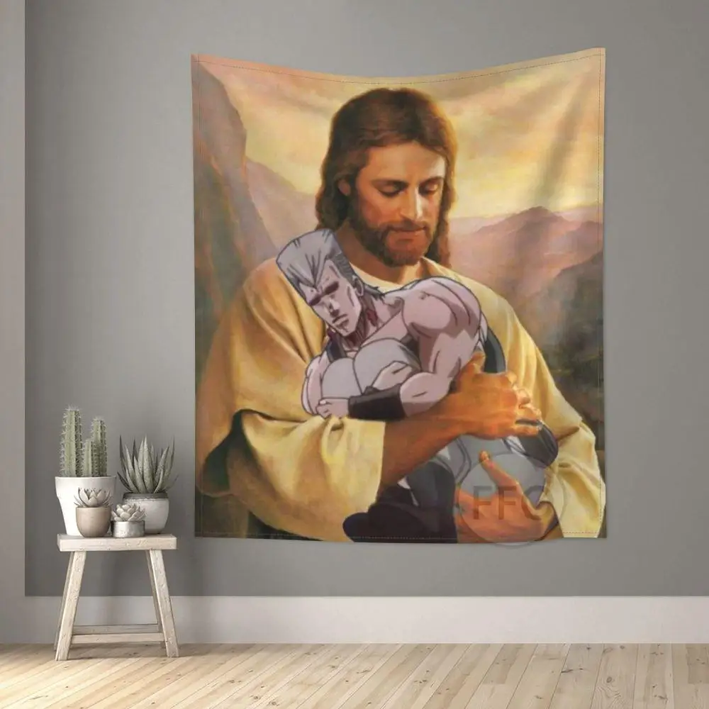 Гобелен в стиле аниме Невероятные приключения Джоджо гобелен с рисунком Иисуса и
