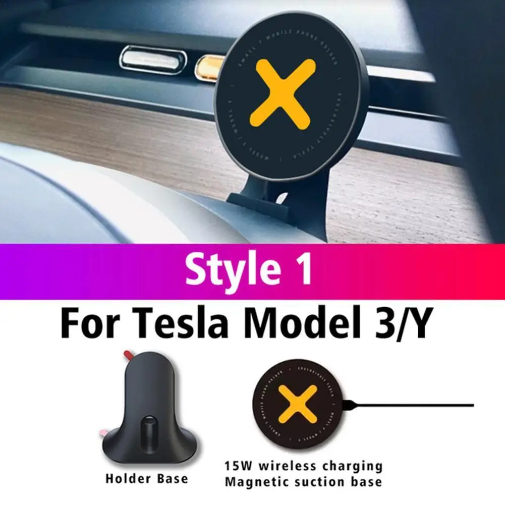 

Магнитный автомобильный держатель для телефона Tesla 2021-2022, модель 3, модель Y, 15 Вт, магнитный держатель на присоске