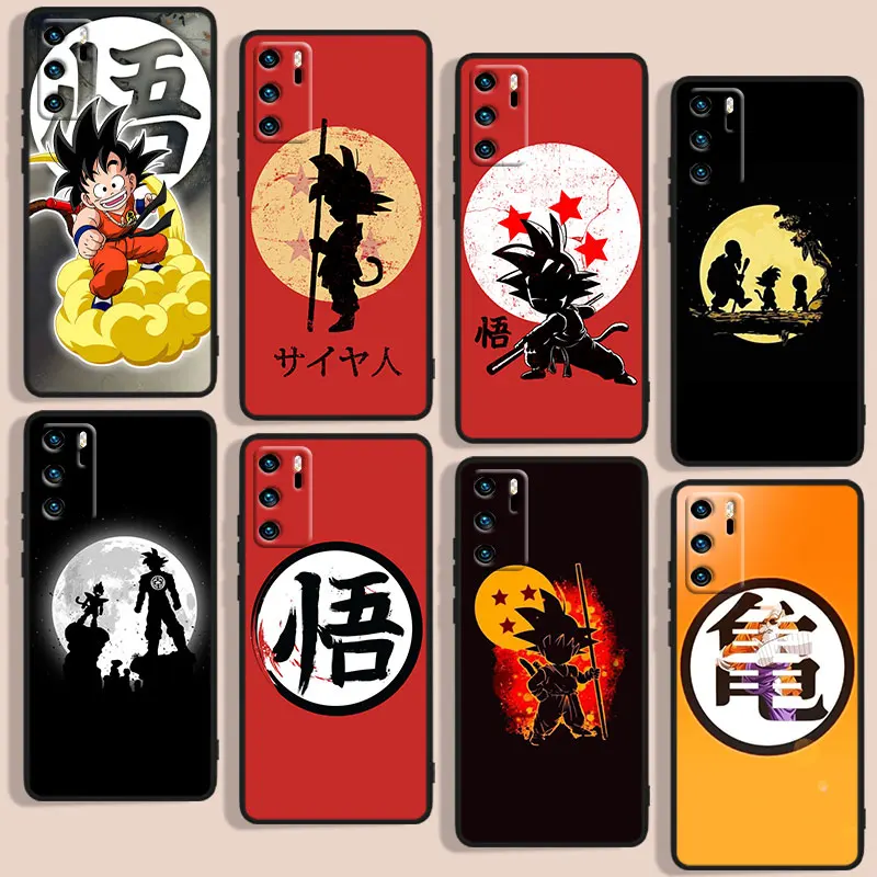 Cartoon D-Dragon Balls Logo Phone Case For Huawei P10 P20 P30 P40 P50 Lite Pro 2019 Plus Lite E 5G Black Cover Funda Soft Back