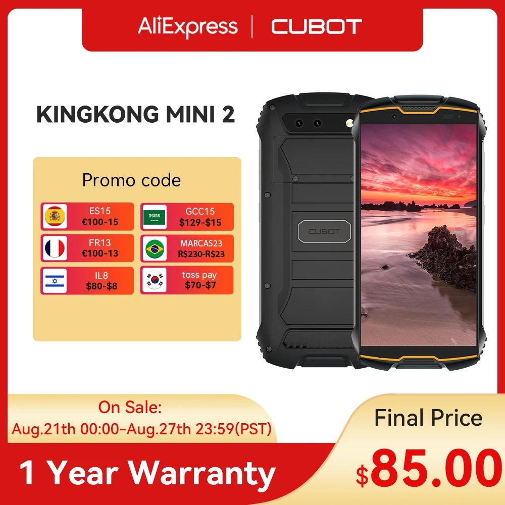 Cubot Kingkong Mini 2 4'' Rugged Mobile Phone Android 10 Dua