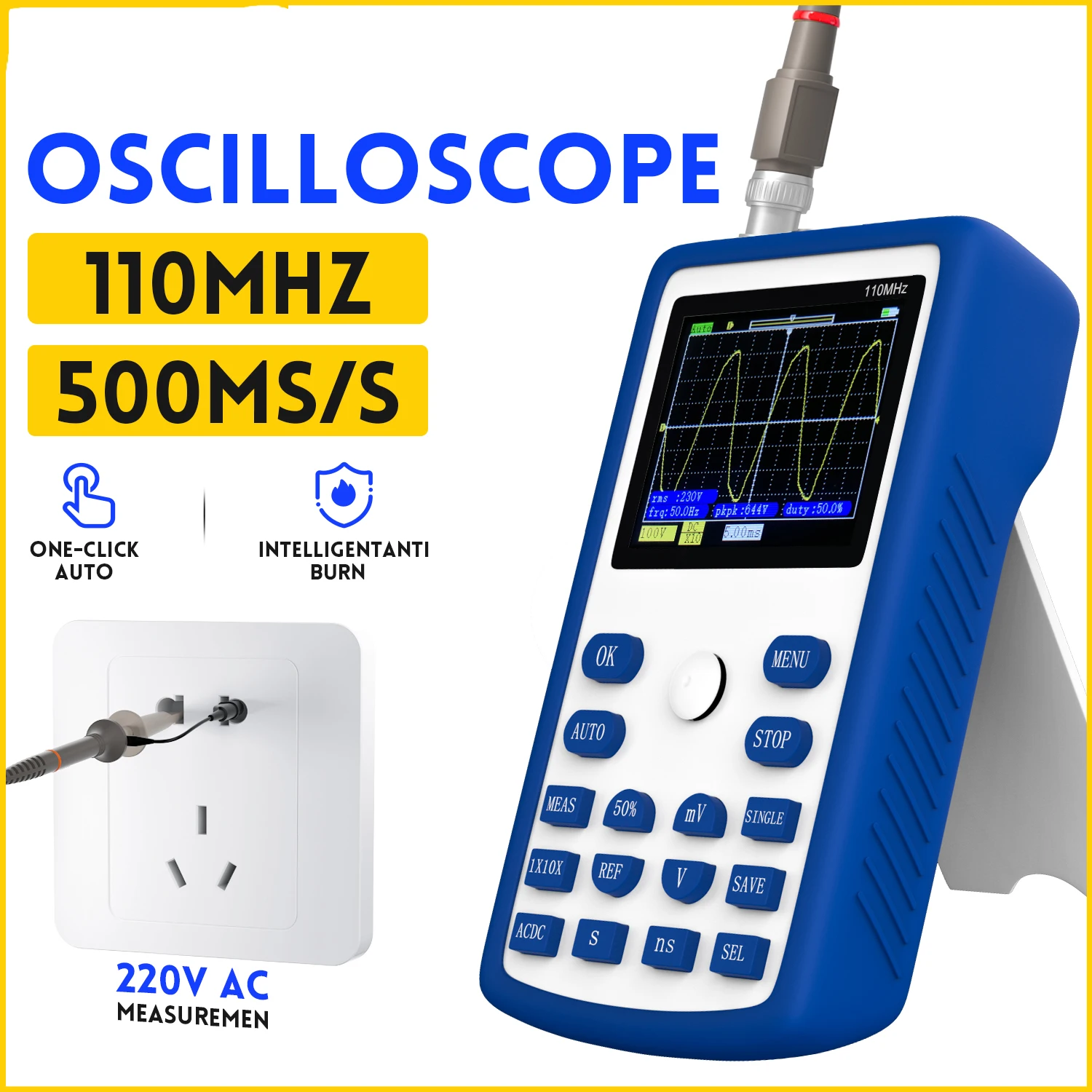 

Профессиональный цифровой осциллограф H50 1C15, частота дискретизации 500 МГц/с, аналоговая пропускная способность 110 МГц, поддержка сохранения сигналов