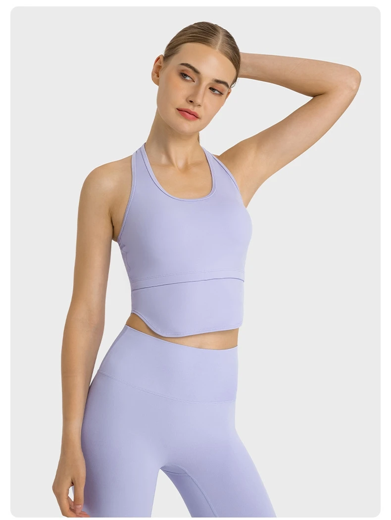 NWT Al Yoga Sports Bra Women's Summer Thin Open Umbilical Breathable Shockproof Running Yoga Bra Gather Anti Sag Fitness Vest